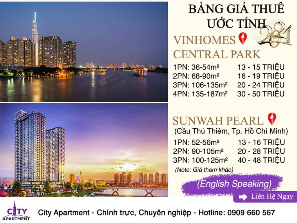 [CẬP NHẬT] GIÁ THUÊ CĂN HỘ VINHOMES CENTRAL PARK – SUNWAH PEARL 2021