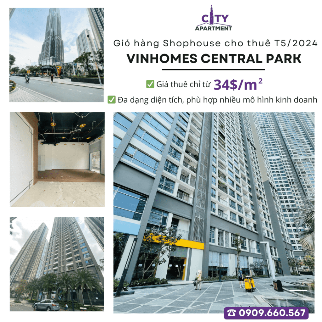最新更新 2024 年 5 月 购物车出租 Shophouse Vinhomes Central Park