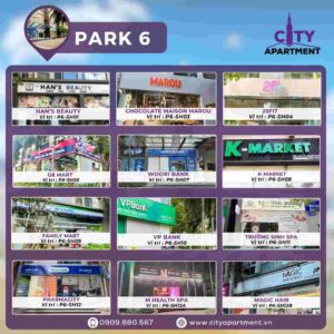 Các cửa hàng - dịch vụ hoạt động tại Park 6